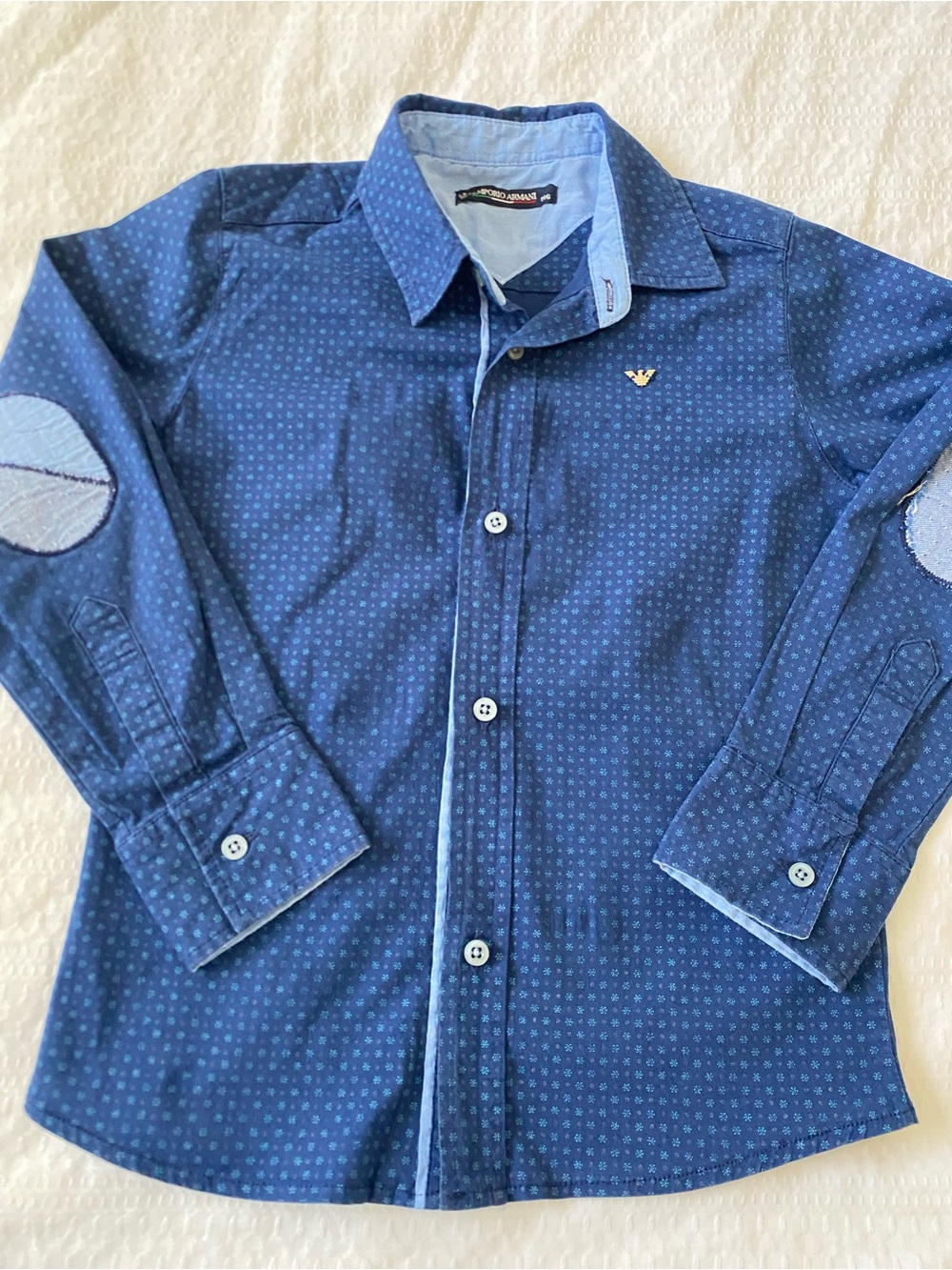 Emporio Armani Navy Blue Patterned Button-Down Shirt